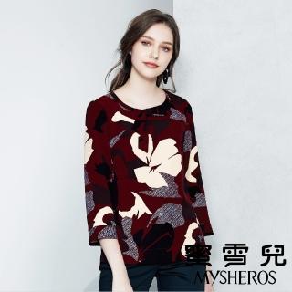 【mysheros 蜜雪兒】個性彩繪七分上衣(棗)