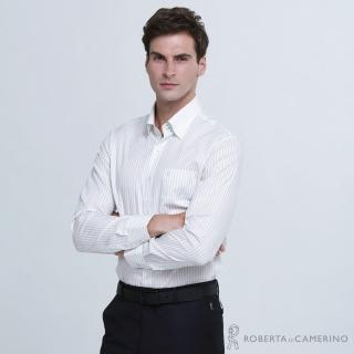 【ROBERTA 諾貝達】台灣製 清新型男 合身版 條紋長袖襯衫(明綠)