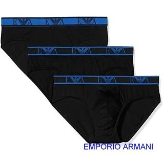 【EMPORIO ARMANI】2019男時尚炫藍鷹標黑色三角內著3件組-網