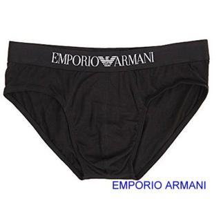 【EMPORIO ARMANI】2019男時尚品味標誌彈力棉黑色三角內著-網