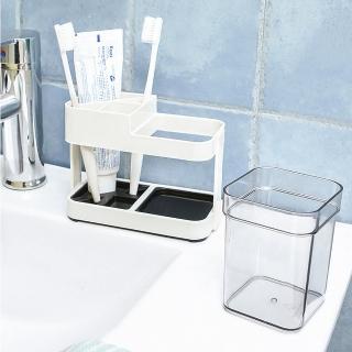 【E.City】簡約風時尚創意牙刷牙膏收納漱口杯架組(單人款)