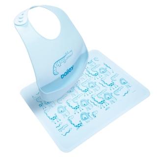 【韓國BAILEY貝睿】矽膠圍兜餐墊禮盒(藍色)