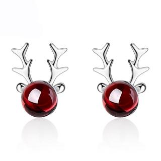 【RJ New York】快樂耶誕紅馴鹿角造型耳飾(繽紛紅)