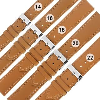【Watchband】14.16.18.20.22mm / 各品牌通用 細緻柔軟 百搭款 真皮錶帶(駝色)