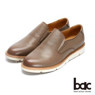 【bac】都會新秀 - 擦色感中性風格沖孔深口平底鞋(咖啡色)