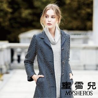 【mysheros 蜜雪兒】點點荷葉袖大衣外套(藍)