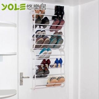 【YOLE 悠樂居】多功能收納八層門後鞋架#1327057(黑色/白色)