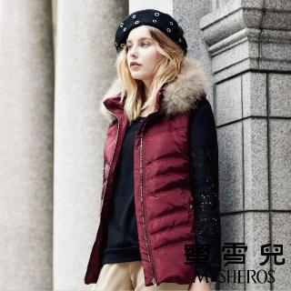 【mysheros 蜜雪兒】刷毛協邊連帽背心(棗)