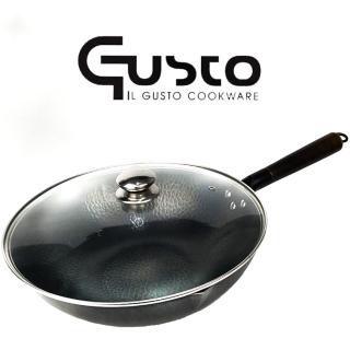 【GUSTO】手工捶打無塗層黑鐵炒鍋32cm(炒鍋)