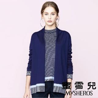 【mysheros 蜜雪兒】半條紋針織外套(藍)