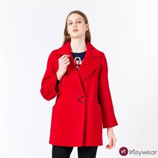 【KeyWear 奇威名品】羊絨混紡法式中長大衣