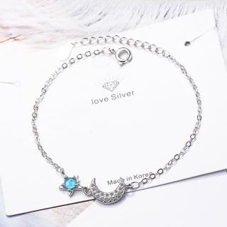 【Angel】時尚璀璨星月交輝晶鑽手鍊(白金色)