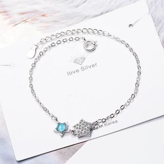 【Angel】時尚璀璨雙星晶鑽手鍊(白金色)