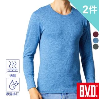 【BVD】再生彩紋輕暖絨圓領長袖衫(2件組)