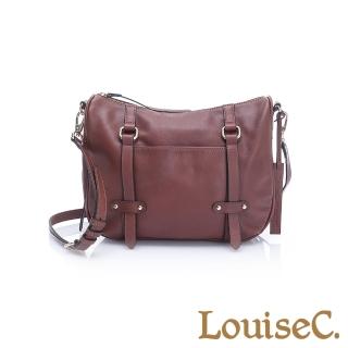 【LouiseC.】青春個性水洗牛皮側肩/斜背包-咖啡色(03C29-0065A03)