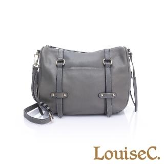 【LouiseC.】青春個性水洗牛皮側肩/斜背包-灰色(03C29-0065A19)