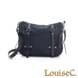 【LouiseC.】青春個性尼龍+牛皮側肩/斜背包-黑色(03Z36-0066A05)
