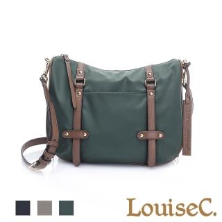 【LouiseC.】青春個性尼龍+牛皮側肩/斜背包-卡其色(03Z36-0066A06)