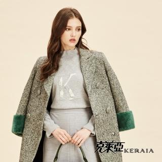 【KERAIA 克萊亞】兔絨菱格LOGO高領毛衣