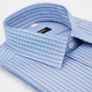 【金安德森】藍色格紋吸排長袖襯衫