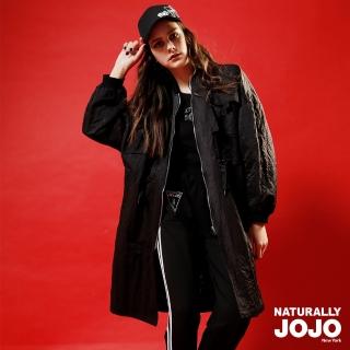【NATURALLY JOJO】長版尼龍飛行外套(黑)