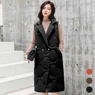 【MsMore】捷克布拉格精緻棉菱格苗條雙扣科技羽絨背心外套103462#(3色)