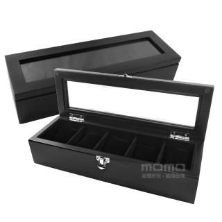 【手錶收藏盒】5入手錶收藏盒 配件收納 腕錶收藏盒 實木質感(黑色)