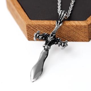 【玖飾時尚】鋼製鐵甲霸氣龍吐劍造型(鋼鍊)