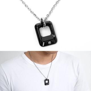 【玖飾時尚】鋼製幾何風鏤空方型單鑽(鋼鍊)