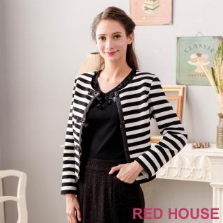 【RED HOUSE 蕾赫斯】長版格紋襯衫(卡其色)