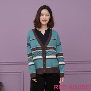 【RED HOUSE 蕾赫斯】寶石領針織小外套(粉橘)