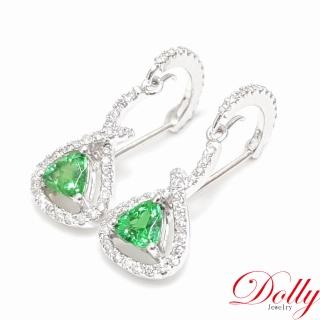 【DOLLY】無燒 沙佛萊石 14K金鑽石耳環