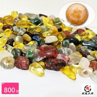 【開運工坊】招財混色五行碎石+黃水晶球(碎石800g+水晶球直徑約30mm)