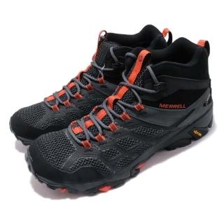 【MERRELL】戶外鞋 Moab FST 2 Mid GTX 男鞋 登山 越野 抗菌防臭 黃金大底 耐磨 透氣 黑灰(ML77485)