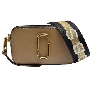 【MARC JACOBS 馬克賈伯】Snapshot雙J金屬LOGO防刮牛皮字母織帶手拿/斜背包(小-法式灰色M0014146-064)