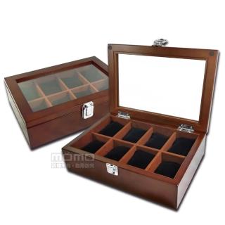 【手錶收藏盒】低調奢華 手錶收藏盒 配件收納 腕錶收藏盒 8入收藏 實木質感 - 紅褐木色(815-8W-01-BR)