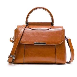 【Sp house】復古文藝全真蠟油牛皮斜背肩背手提方型包(5色可選)