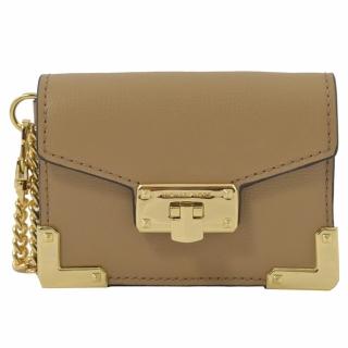 【Michael Kors】Kinsley 金屬飾扣風琴式零錢信用卡短夾(卡其)