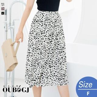 【OUBOGJ 歐帛】現+預 普普風壓摺雪紡長裙(雪紡長裙)