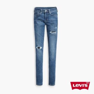 【LEVIS】女款 711中腰緊身窄管牛仔長褲 / 亞洲版型 / 及踝破壞款 / 彈性布料(熱銷修身版型)