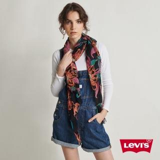 【LEVIS】女款 牛仔吊帶褲 / 復古高腰剪裁 / 側鈕扣開口 / 雙口袋 / 深藍