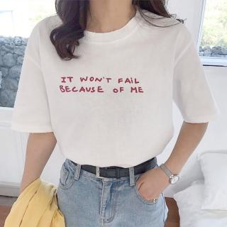 【Abbie】韓款印花字母寬鬆純棉T恤(現貨熱銷中)