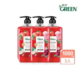 【綠的GREEN】抗菌沐浴露-蘋果玫瑰3入家庭組(1000mlX3)