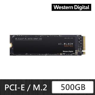 【WD 威騰】黑標 SN750 500GB M.2 2280 PCIe Gen NVMe 固態硬碟(WDS500G3X0C)