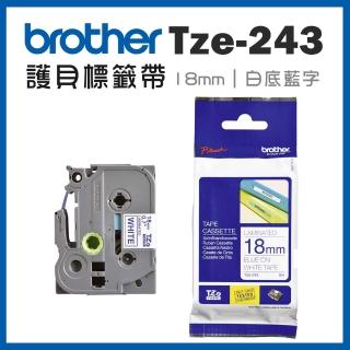 【brother】TZe-243★護貝標籤帶 18mm 白底藍字(速達)