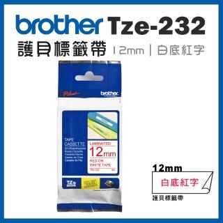 【brother】TZe-232★護貝標籤帶 12mm 白底紅字(速達)