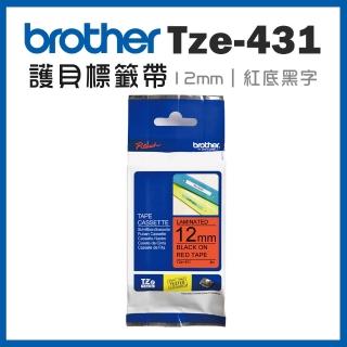 【brother】TZe-431★護貝標籤帶 12mm 紅底黑字(速達)