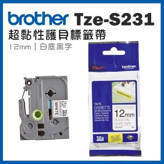 【brother】TZe-S231★超黏性護貝標籤帶 12mm 白底黑字(速達)