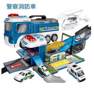 【孩子國】聲光場景賽道變形消防車(送12台迴力小車)