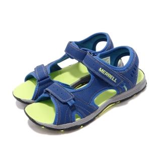 【MERRELL】涼拖鞋 Panther Sandal 運動 女鞋 輕便 夏日 耐磨 穿搭 中大童 易穿脫 藍 綠(MK261236)